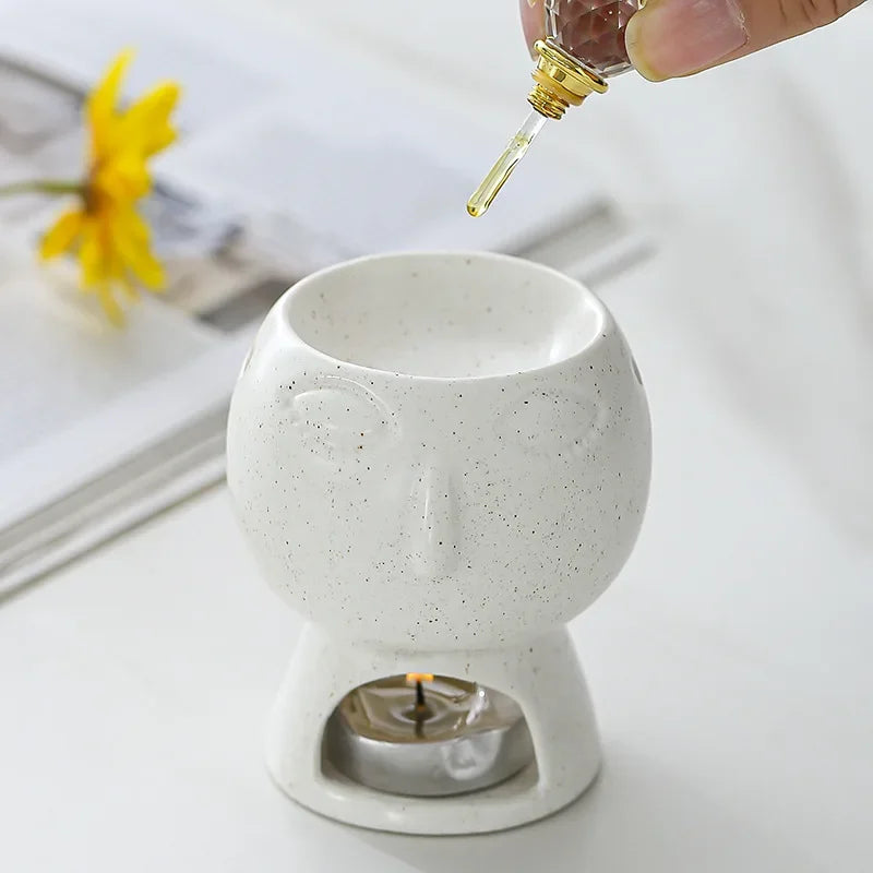 Ceramic Candle Holder & Essential Oil Burner for Living Room & Bedroom | Nordic Minimalist Aroma Diffuser | Calming Home Decor, 3 Styles