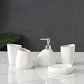 Ceramic Bathroom Accessories Set for Vanity & Bathroom Counter | Soap Dispenser, Tumbler, Toothbrush Holder & Soap Dish | 4 or 5 Pieces in White, Silver or Gold
