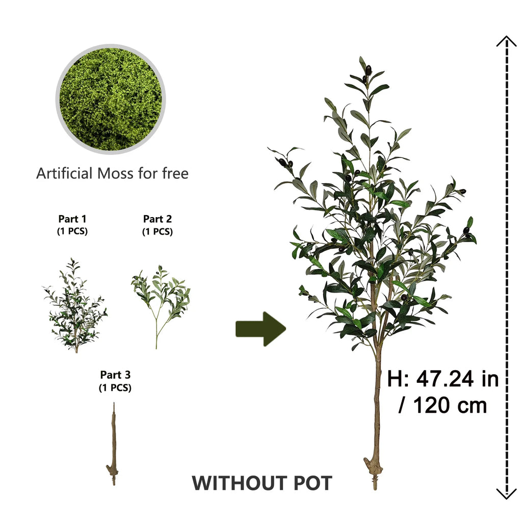 Artificial Olive Tree for Living Room, Balcony & Patio | 120–180cm Faux Indoor Outdoor Plant | Realistic Fake Tree for Home & Garden Decor