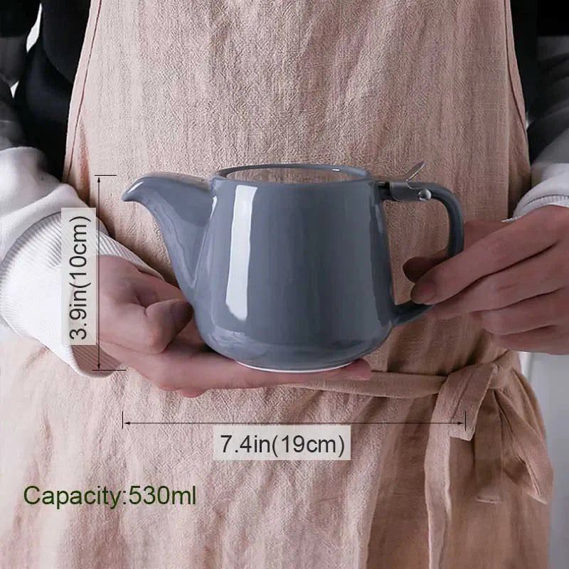 Japanese Ceramic Teapot with Stainless Steel Infuser | Loose Leaf Tea Pot for Puer & Oolong, Kitchen & Dining, 6 Colours