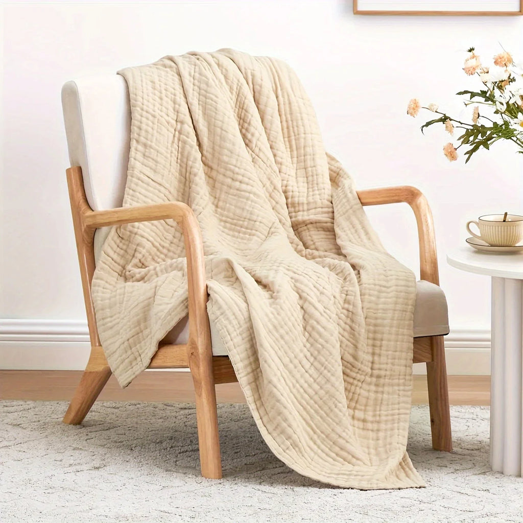 6-Layer Cotton Muslin Throw Blanket for Bed & Sofa | Lightweight Breathable Bedspread | Cozy Bedroom Decor | 3 Sizes, 9 Colours
