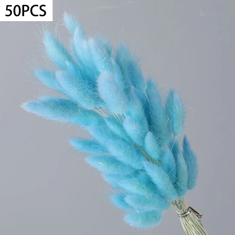 Dried Bunny Tail Grass Bouquet for Vases & Table Decor | 50 Natural Lagurus Stems | Boho Home & Wedding Decor in 18 Colours