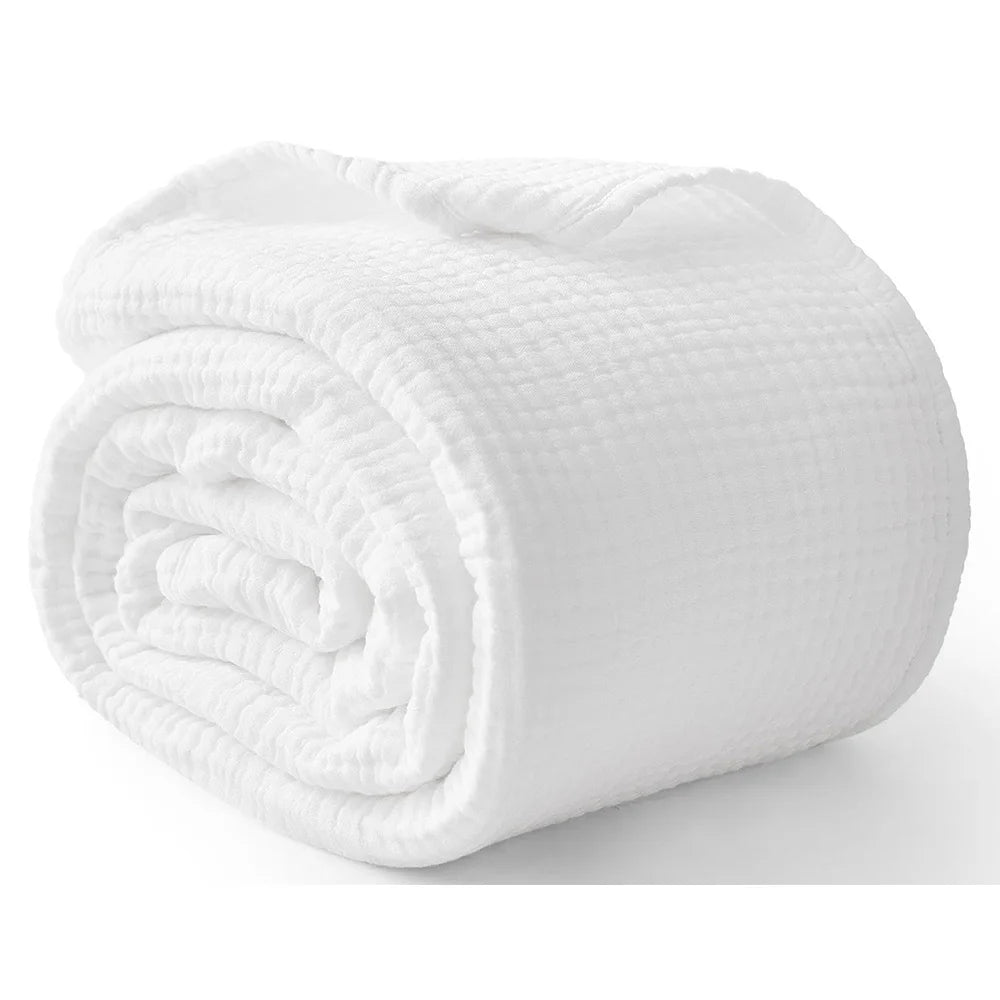 6-Layer Cotton Muslin Throw Blanket for Bed & Sofa | Lightweight Breathable Bedspread | Cozy Bedroom Decor | 3 Sizes, 9 Colours