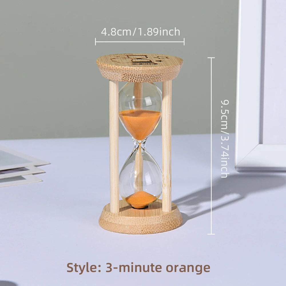 Wooden Hourglass Sand Timer for Desk, Living Room & Kitchen | Minimalist Home Decor Accent | 3, 5, 10, 15 or 30 Minutes in Blue or Orange