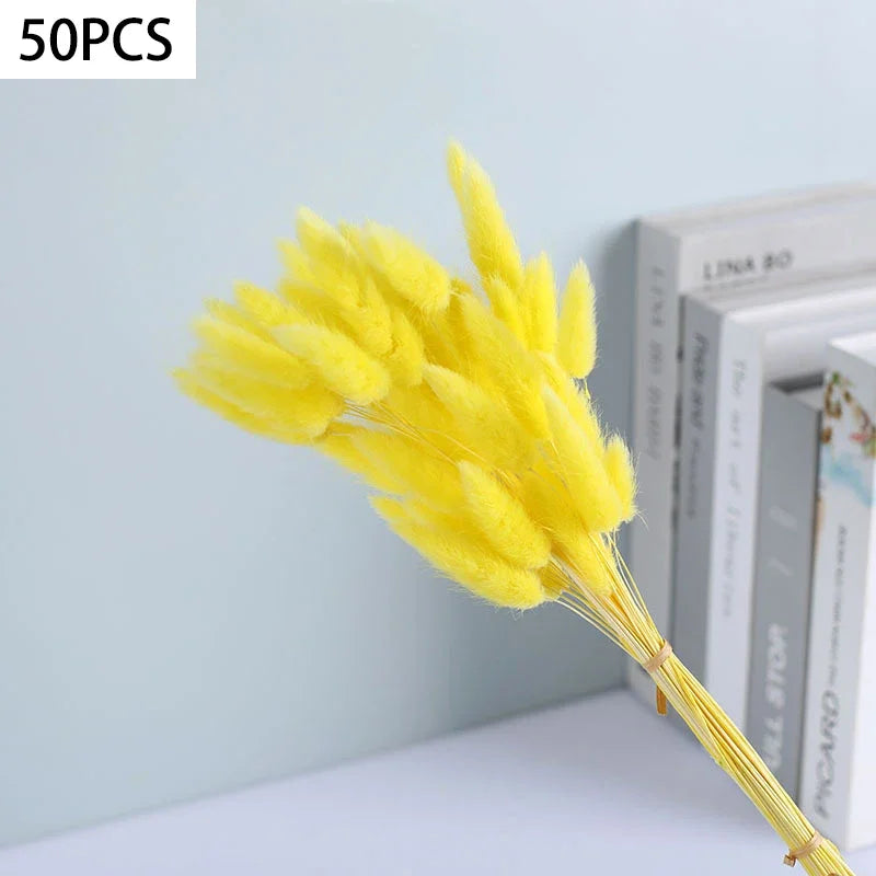 Dried Bunny Tail Grass Bouquet for Vases & Table Decor | 50 Natural Lagurus Stems | Boho Home & Wedding Decor in 18 Colours