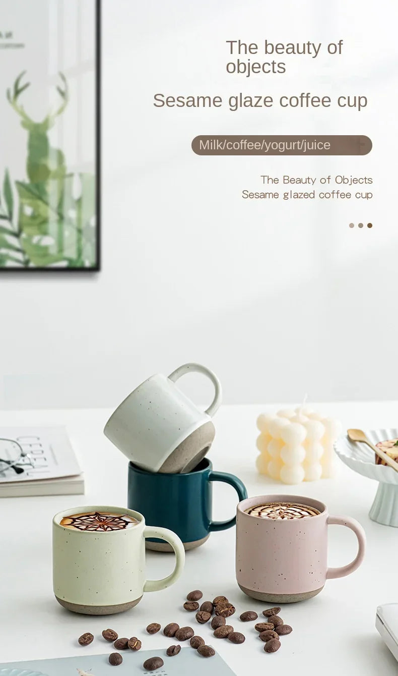 Speckled Ceramic Coffee Mug for Espresso, Cappuccino & Tea | 150ml Frosted Cup with Handle & Unglazed Base | Minimalist Tableware in 4 Colours
