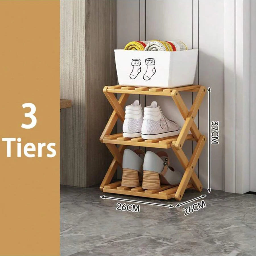 Bamboo Shoe Rack for Entryway, Closet & Hallway | Foldable Vertical Shoe Storage with No Assembly Needed | 2 to 9 Tiers in Natural or Brown