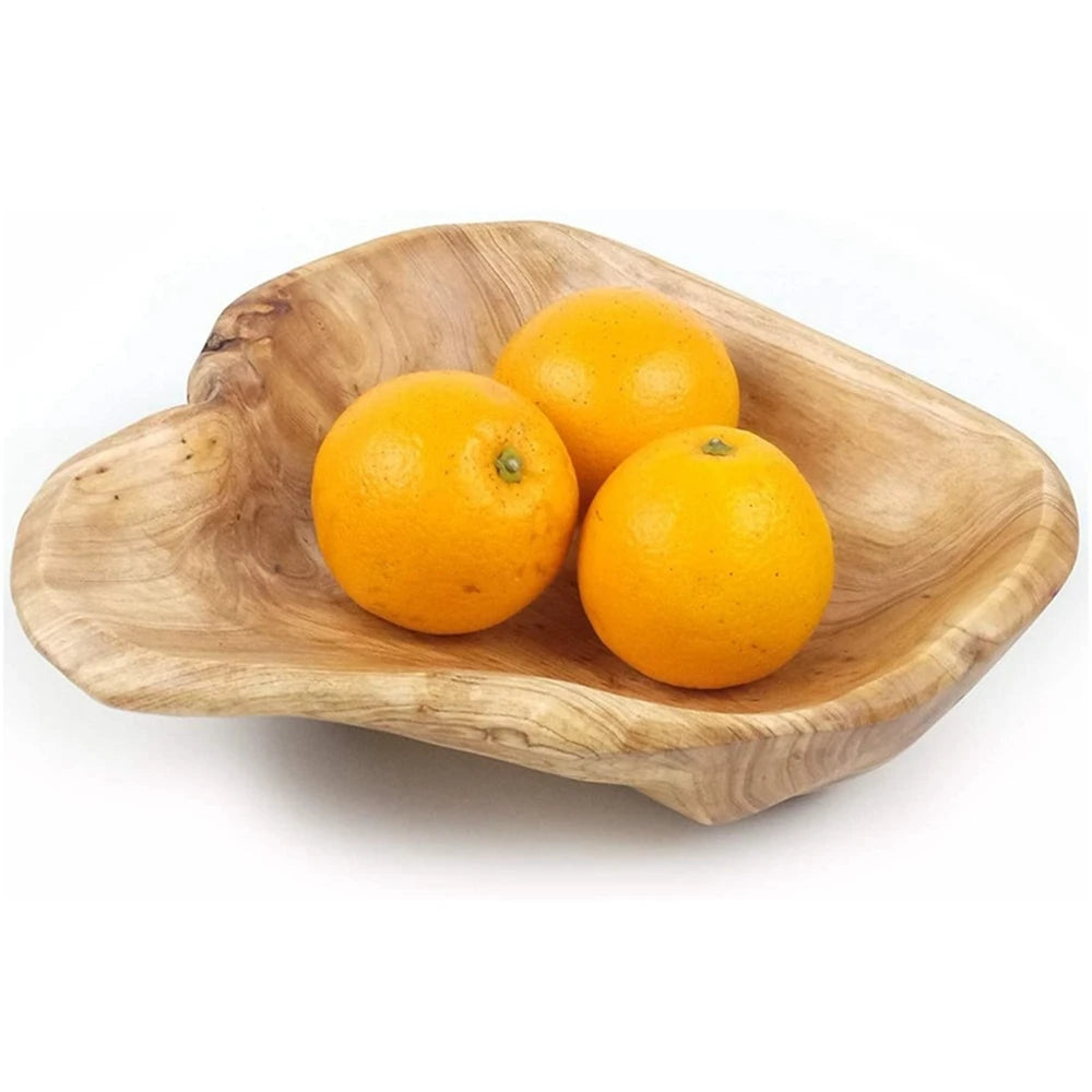 Hand-Carved Root Wood Bowl for Fruit, Salad & Snacks | Natural Real Wood Serving Bowl | Rustic Living Room & Kitchen Decor, 15–19cm