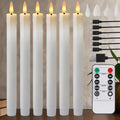 Rechargeable Flameless LED Taper Candles for Dining Table, Mantel & Window | Remote Control with Timer | Flickering Candle Set, 6 to 24 Pcs