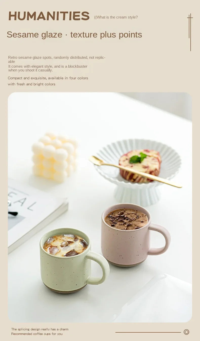 Speckled Ceramic Coffee Mug for Espresso, Cappuccino & Tea | 150ml Frosted Cup with Handle & Unglazed Base | Minimalist Tableware in 4 Colours