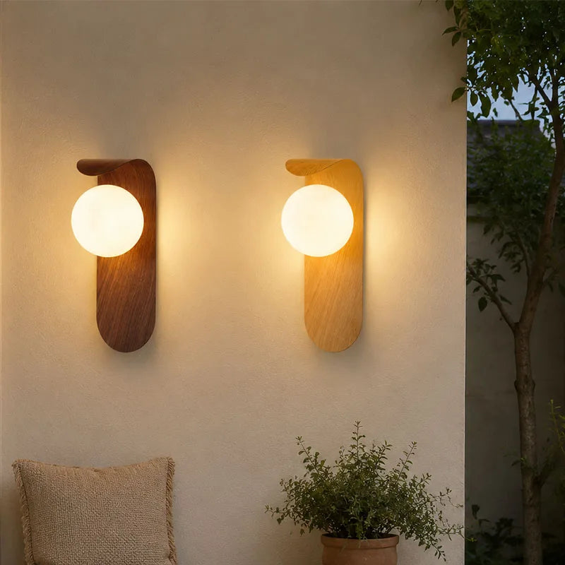 Modern Wall Sconce for Bedroom Bedside, Hallway & Staircase | Walnut Wood-Grain Wall Light | Warm Indoor Lighting in 4 Finishes