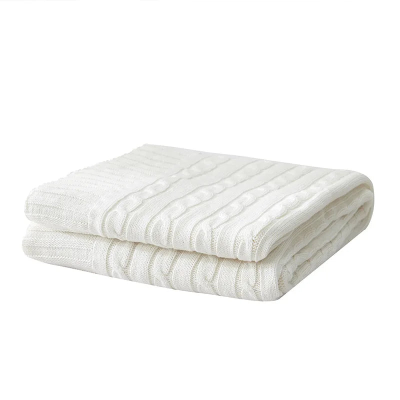Cotton Cable Knit Throw Blanket for Bed & Sofa | Heavyweight Soft Knitted Blanket | Classic Cozy Bedroom Decor | 2 Sizes, 8 Colours