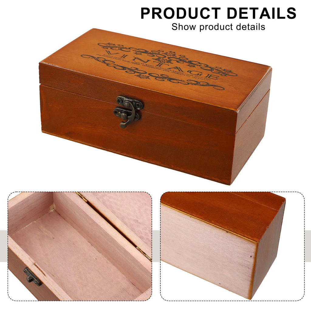 Wooden Storage Box with Lock & Hinged Lid for Home Office & Bedroom | Retro Keepsake Box | Decorative Valuables Case in S, M, L