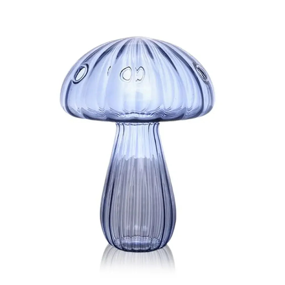 Mushroom Glass Vase for Desk, Shelf & Windowsill | Hydroponic Plant & Bud Vase | Colourful Modern Home Decor Ornament in 12 Colours