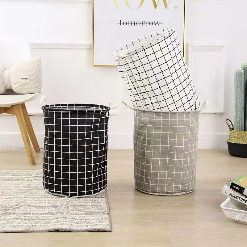 Foldable Laundry Hamper for Bedroom, Bathroom & Nursery | Large Cotton Linen Laundry Basket | Water Resistant Clothes & Toy Storage in 3 Colours