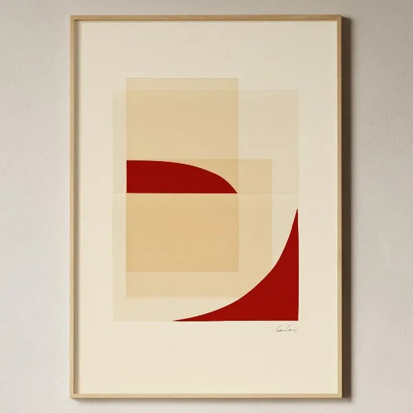 Japandi Abstract Print Poster | Minimalist Textured Geometry Canvas Wall Art in Beige for Living Room & Bedroom, 16 Designs, 20x30–50x70cm