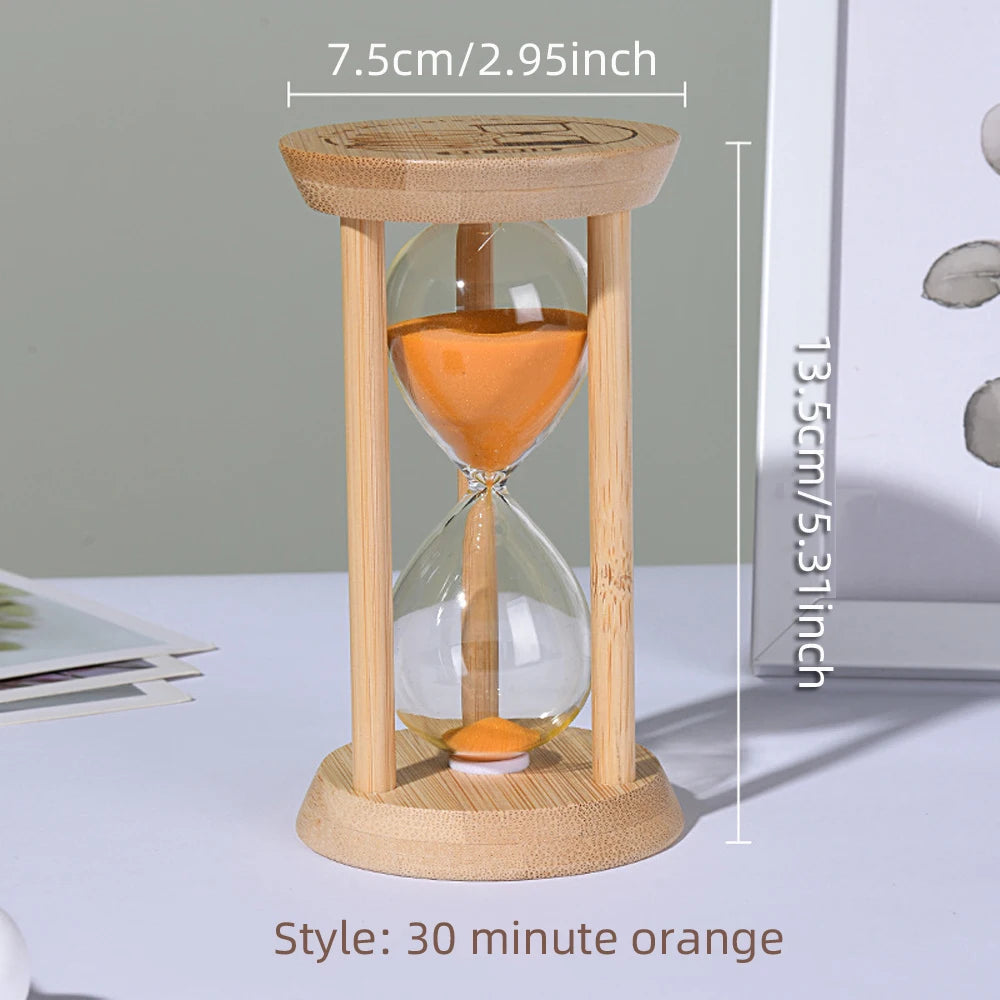 Wooden Hourglass Sand Timer for Desk, Living Room & Kitchen | Minimalist Home Decor Accent | 3, 5, 10, 15 or 30 Minutes in Blue or Orange