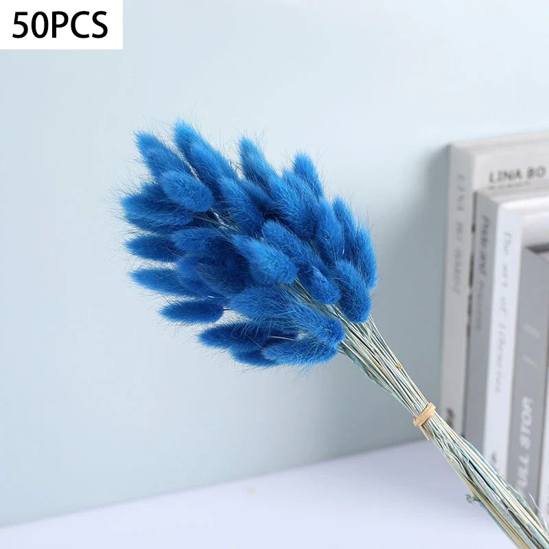 Dried Bunny Tail Grass Bouquet for Vases & Table Decor | 50 Natural Lagurus Stems | Boho Home & Wedding Decor in 18 Colours