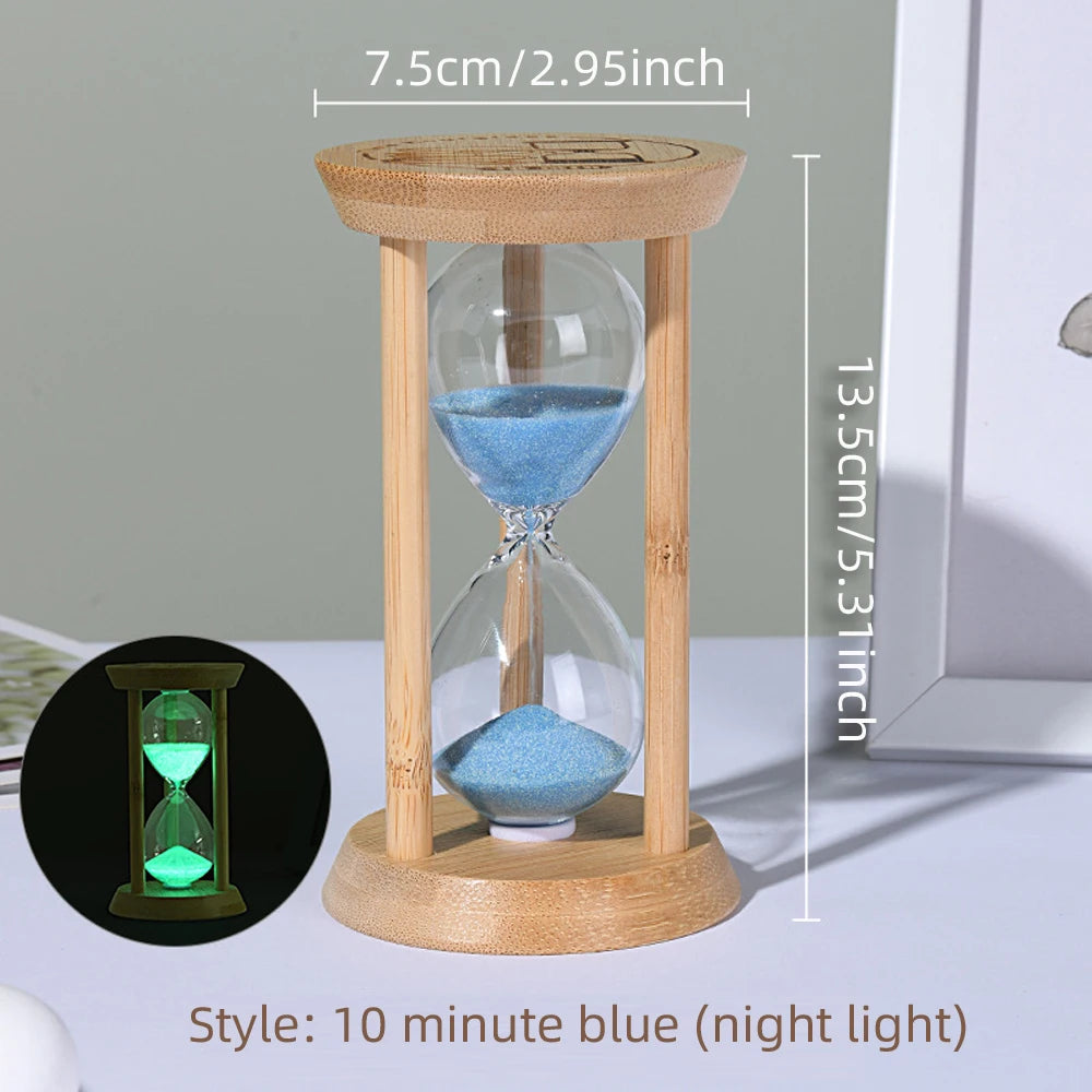 Wooden Hourglass Sand Timer for Desk, Living Room & Kitchen | Minimalist Home Decor Accent | 3, 5, 10, 15 or 30 Minutes in Blue or Orange