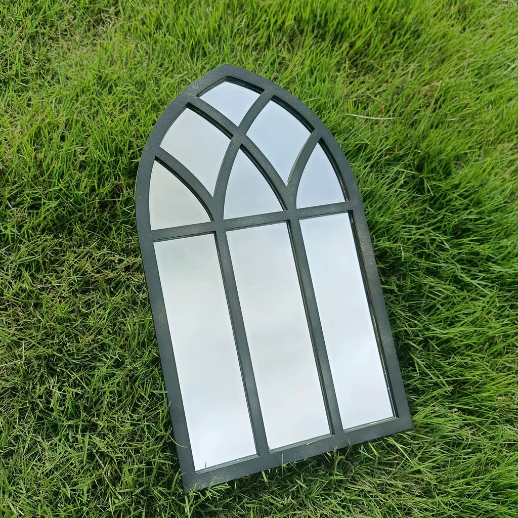 Arched Windowpane Wall Mirror for Entryway, Bathroom & Bedroom | Minimalist Wood Frame Arch Mirror | Lightweight Acrylic Mirror, 2 Styles