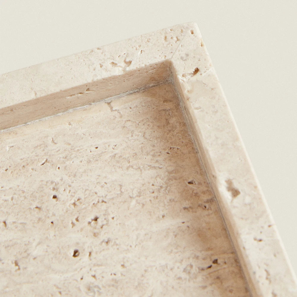 Travertine Vanity Tray for Bathroom Counter, Kitchen Sink & Dresser | Natural Stone Tray for Soap, Perfume & Skincare | 25cm or 30cm