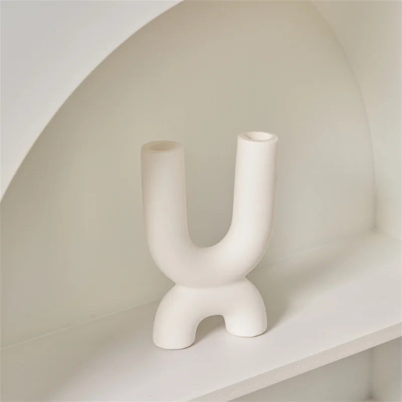Ceramic Candelabra Candle Holder for Dining Table & Mantel | Nordic Handmade Taper Candlestick | Sculptural Home Decor & Wedding Centrepiece, 5 Styles