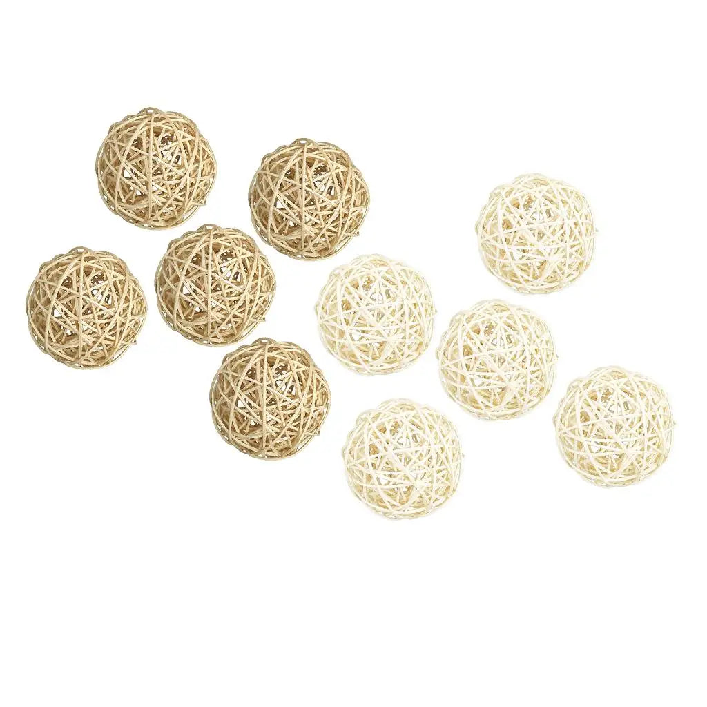 Rattan Decorative Balls Set of 5 for Bowls, Vases & Coffee Table Decor | Handwoven Wicker Orbs | Natural Boho Home Accents, 7cm
