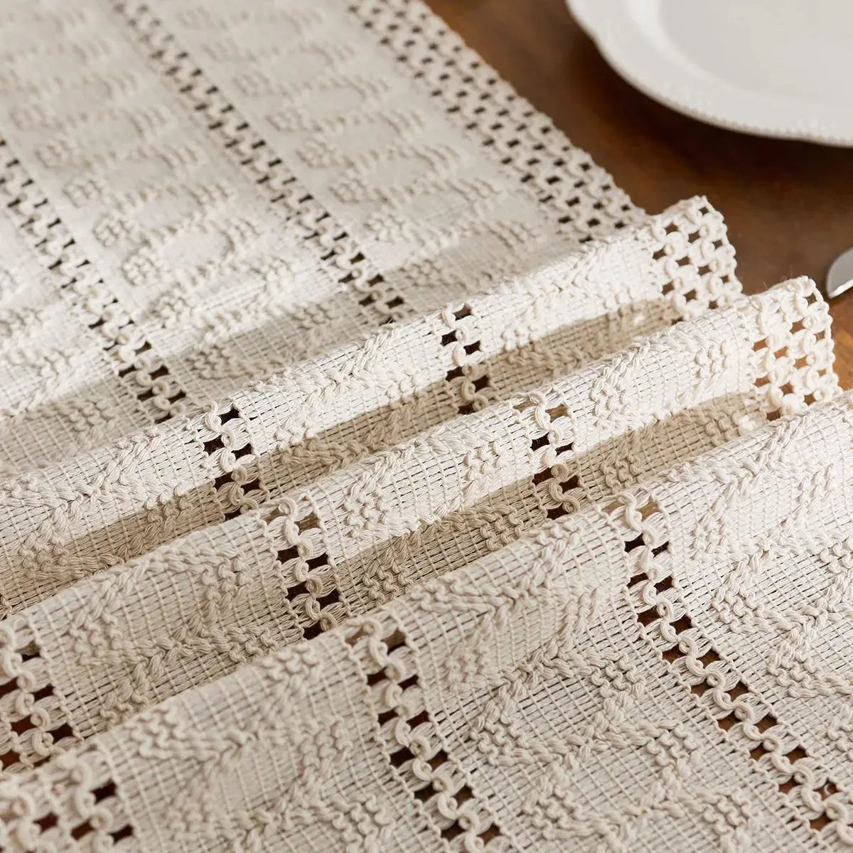 Boho Table Runner with Tassels for Kitchen & Dining Table | Beige Woven Farmhouse Table Runner | Rustic Table Decor, 9 Sizes 30x50cm to 30x300cm