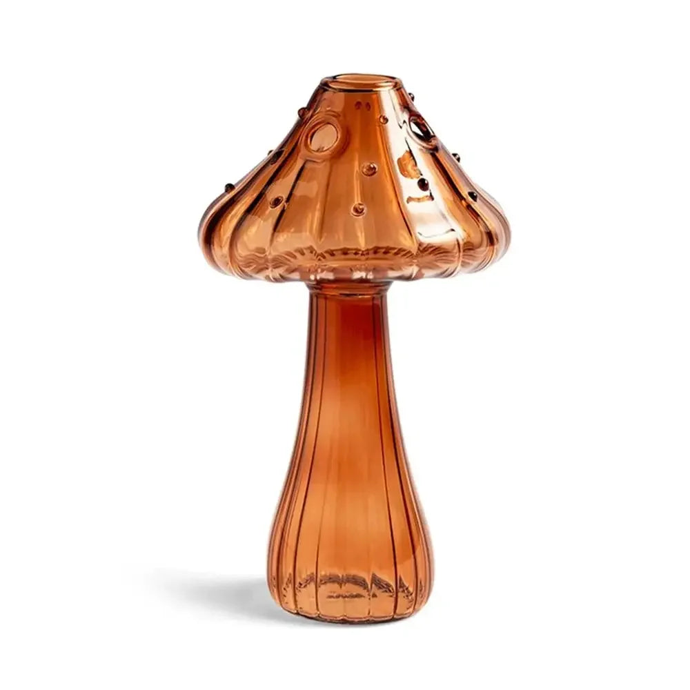 Mushroom Glass Vase for Desk, Shelf & Windowsill | Hydroponic Plant & Bud Vase | Colourful Modern Home Decor Ornament in 12 Colours