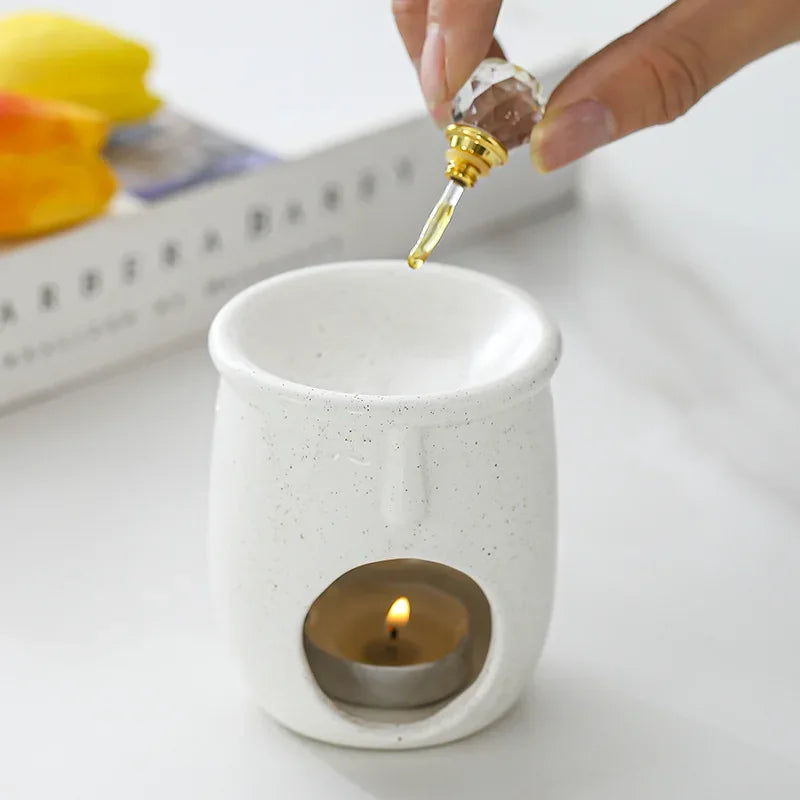 Ceramic Candle Holder & Essential Oil Burner for Living Room & Bedroom | Nordic Minimalist Aroma Diffuser | Calming Home Decor, 3 Styles