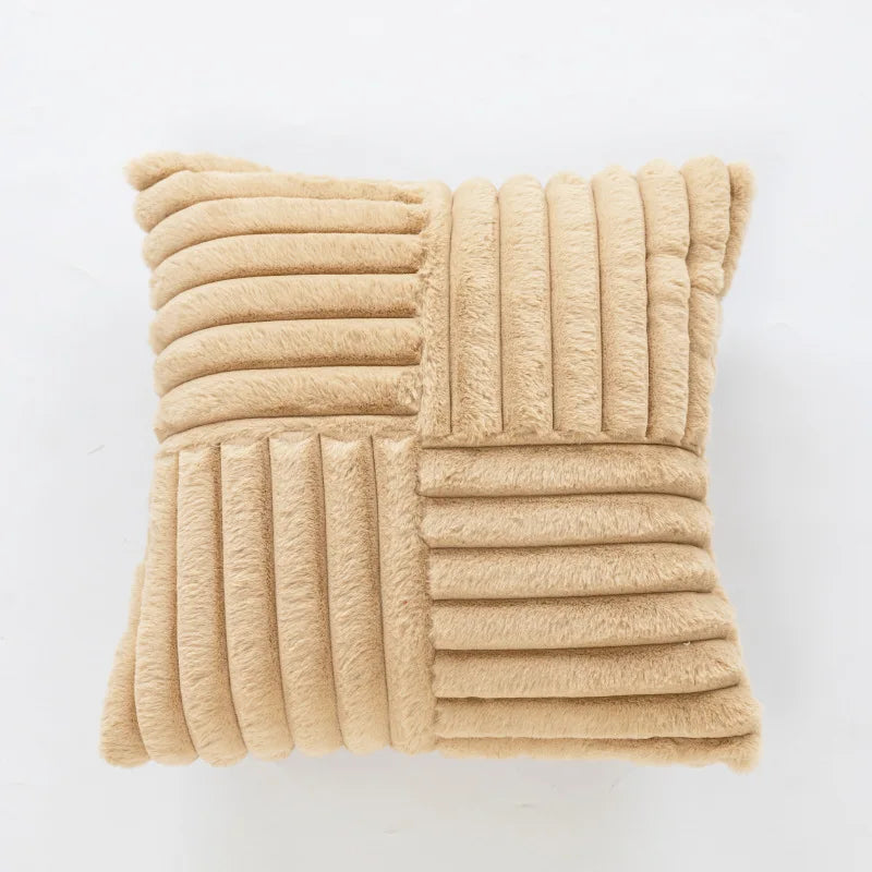Textured Throw Pillow Cover for Sofa & Bed | Boho Neutral Bedroom Decor | Tufted, Suede, Chenille & Faux Fur Designs in Cream & Brown