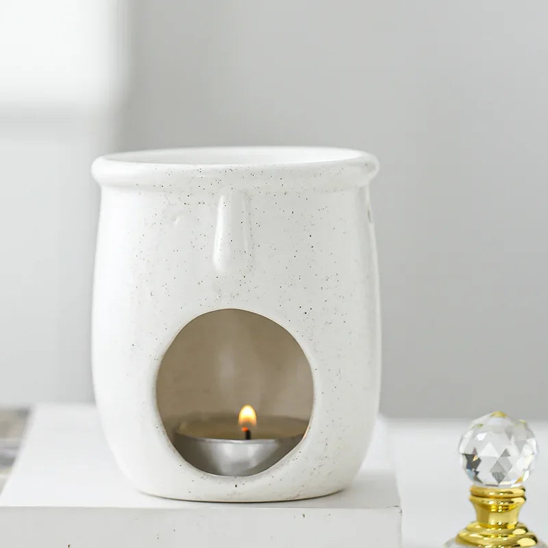 Ceramic Candle Holder & Essential Oil Burner for Living Room & Bedroom | Nordic Minimalist Aroma Diffuser | Calming Home Decor, 3 Styles