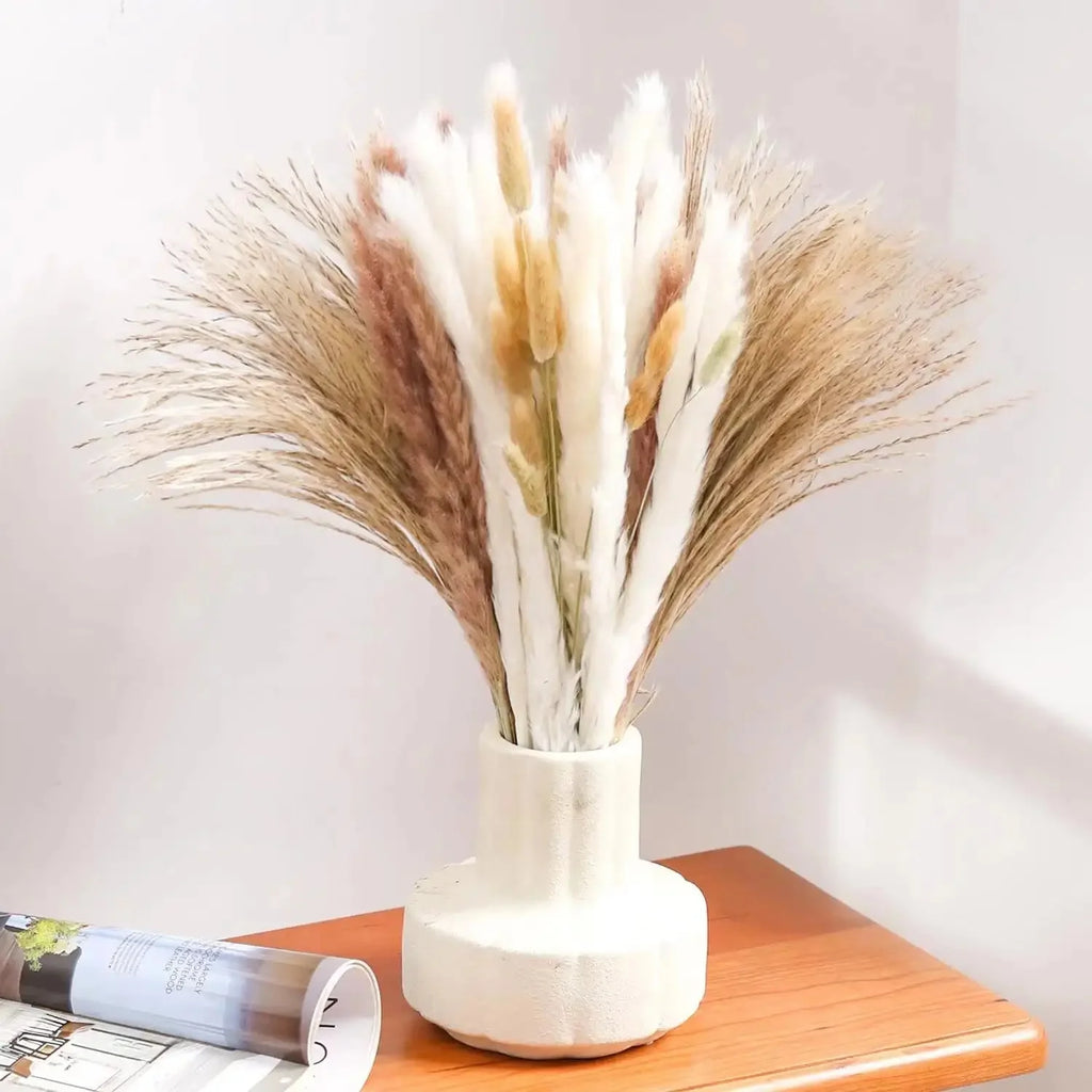 Dried Pampas Grass Bouquet for Vases, Living Room & Wedding Decor | Natural Fluffy Boho Dried Flowers | Mixed Bouquets in 30+ Styles, 45 to 50cm