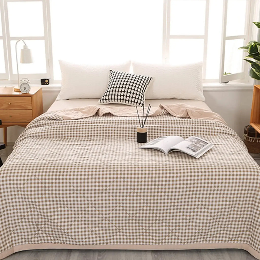 Lightweight Plaid Quilt for Bed & Sofa | Soft Washed Summer Comforter & Bedspread | Cozy Bedroom Decor in 5 Colours, 150x200 to 200x230cm