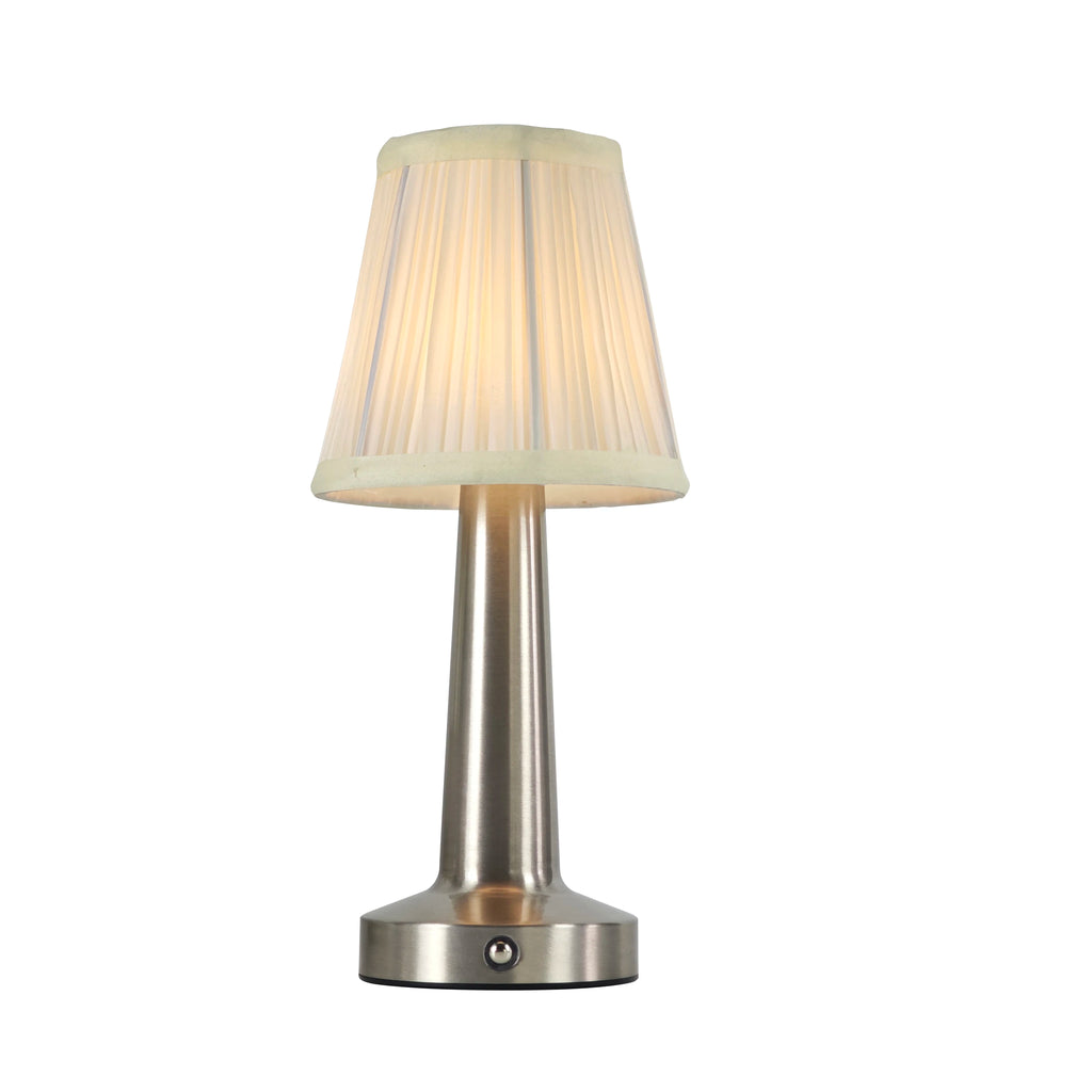 Cordless Pleated Table Lamp for Dining Table, Bedroom & Restaurant | Rechargeable Touch-Dimmable LED | Portable Lamp in Rose Gold, Gold or Silver