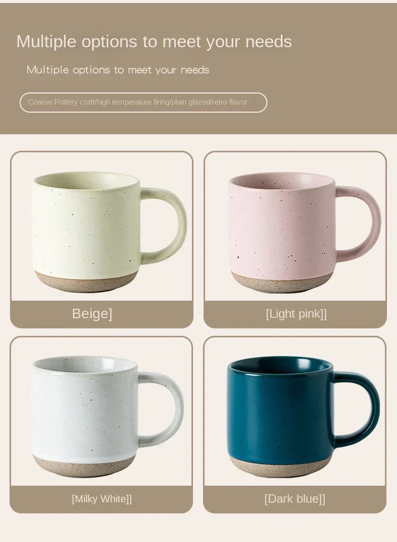 Speckled Ceramic Coffee Mug for Espresso, Cappuccino & Tea | 150ml Frosted Cup with Handle & Unglazed Base | Minimalist Tableware in 4 Colours