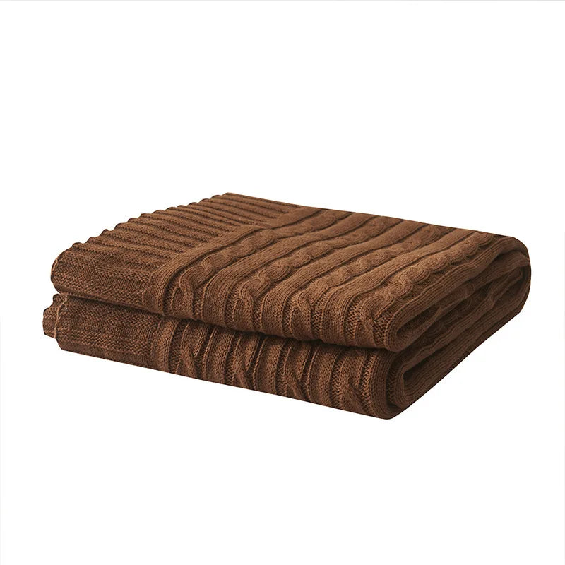 Cotton Cable Knit Throw Blanket for Bed & Sofa | Heavyweight Soft Knitted Blanket | Classic Cozy Bedroom Decor | 2 Sizes, 8 Colours