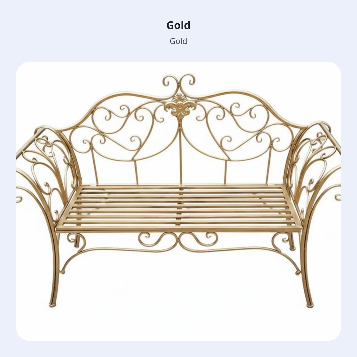Ornate Metal Garden Bench | 2-Seater European Scrollwork Patio Loveseat, Weather Resistant Outdoor Bench for Garden & Sunroom, 11 Colours