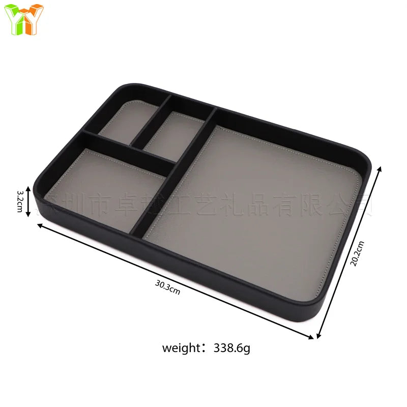 Wooden Valet Tray with Compartments for Nightstand & Entryway | Key, Jewellery & Desk Organiser Tray | European Style in 3 Finishes