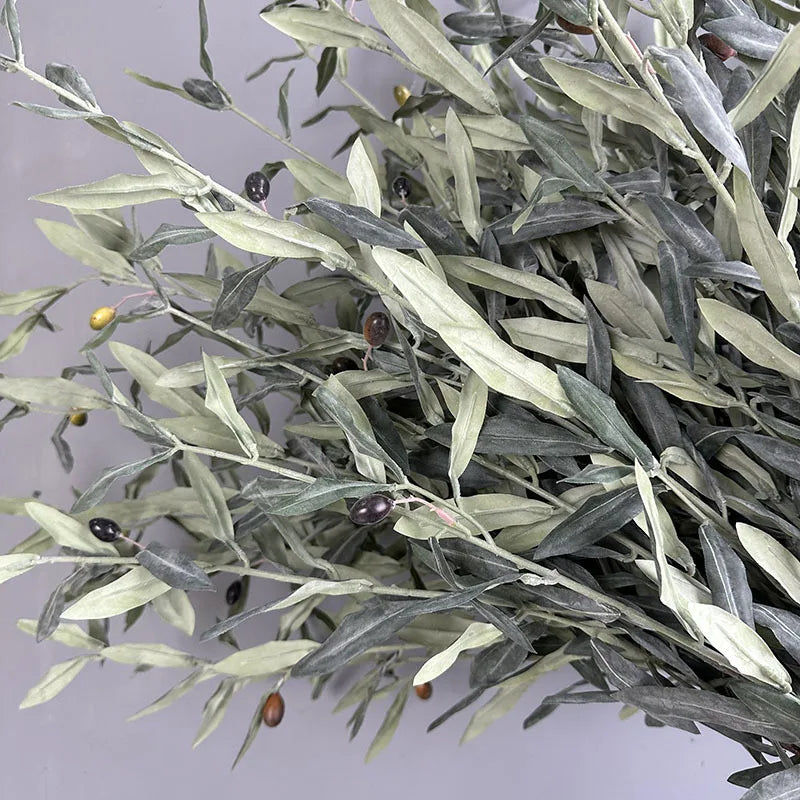 Artificial Olive Branch for Vases & Wreaths | 113cm Realistic Faux Olive Leaves | Fake Plant Stem for Living Room, Wedding & Christmas Decor