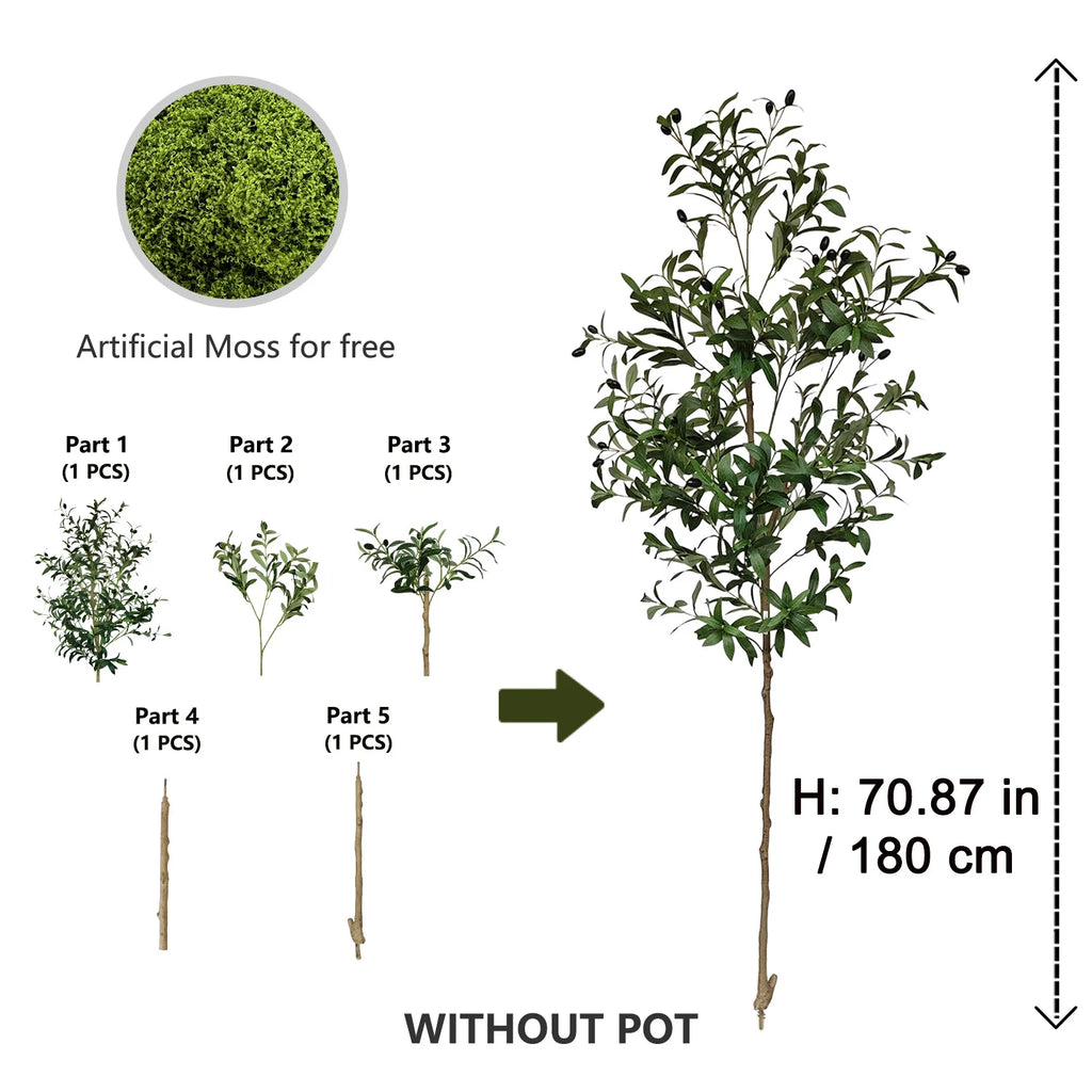 Artificial Olive Tree for Living Room, Balcony & Patio | 120–180cm Faux Indoor Outdoor Plant | Realistic Fake Tree for Home & Garden Decor