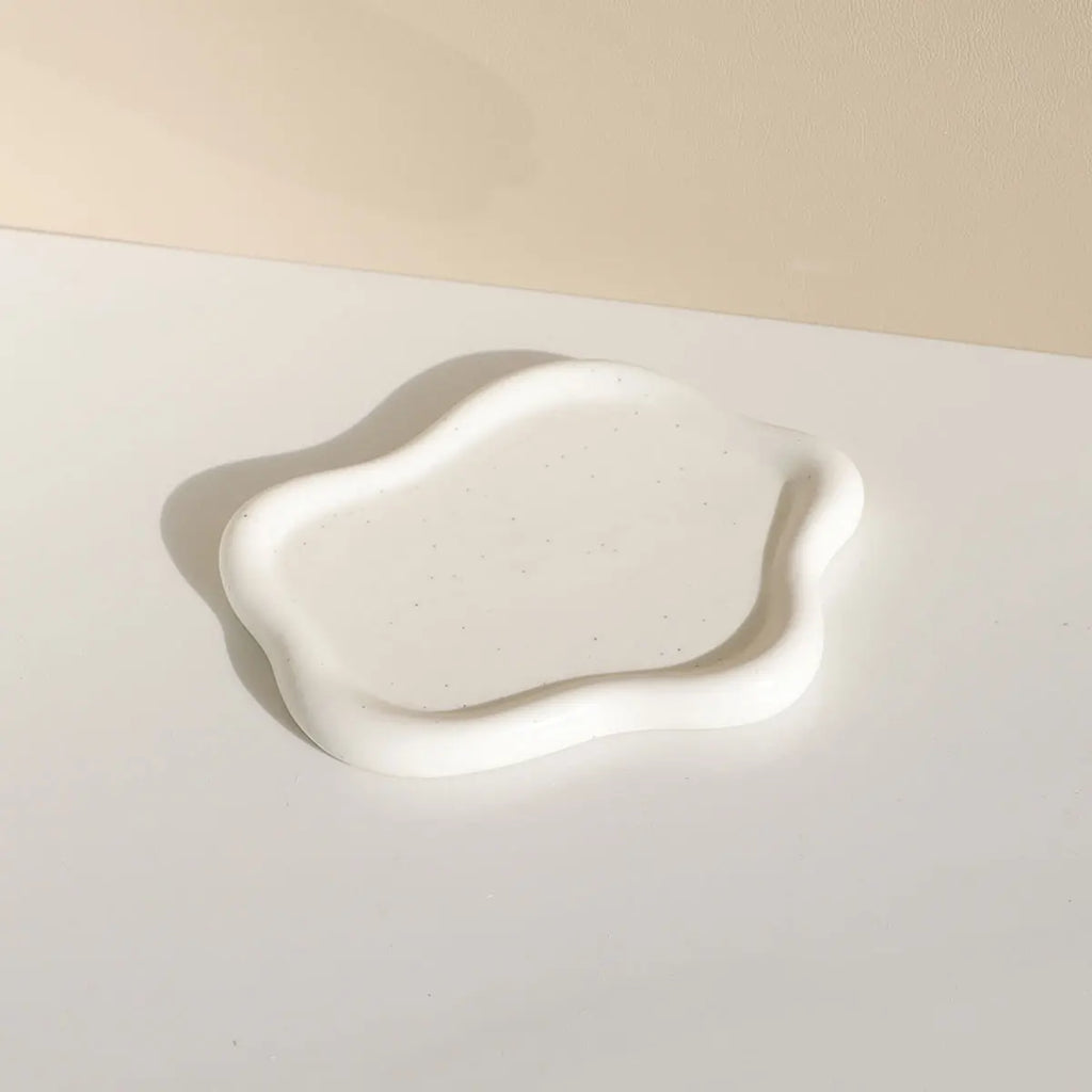 Ceramic Jewellery Dish for Dresser, Nightstand & Entryway | White Trinket Tray for Rings, Keys & Watches | Minimalist Gift in 4 Shapes