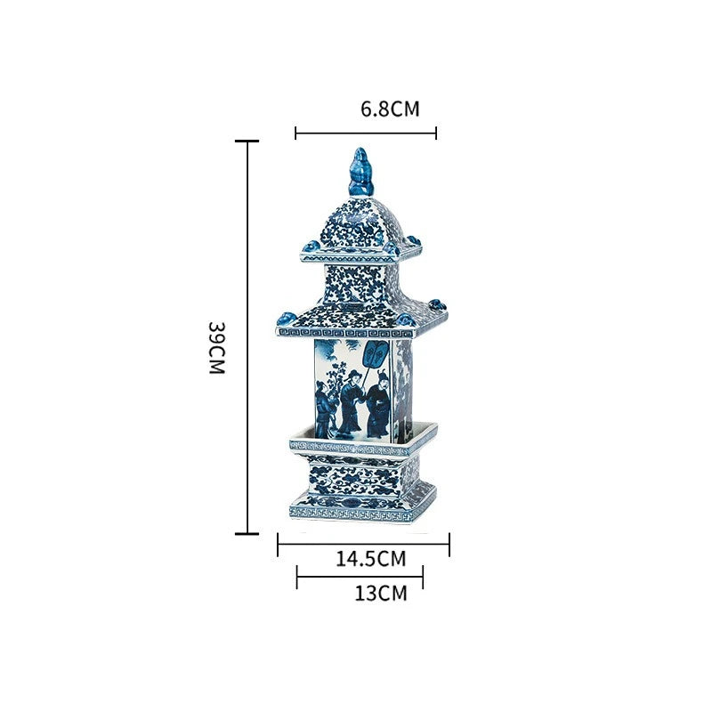 Ceramic Pagoda Figurine | Modern Luxury Sculptural Ornament & Statement Table Decor for Living Room, Console & Sideboard, 2 Designs