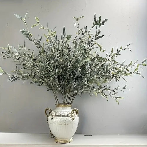 Artificial Olive Branch for Vases & Wreaths | 113cm Realistic Faux Olive Leaves | Fake Plant Stem for Living Room, Wedding & Christmas Decor