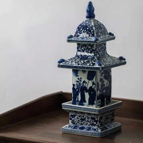 Ceramic Pagoda Figurine | Modern Luxury Sculptural Ornament & Statement Table Decor for Living Room, Console & Sideboard, 2 Designs