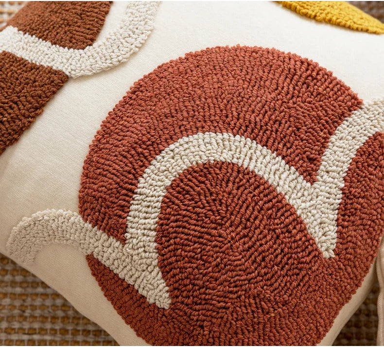 Textured Throw Pillow Cover for Sofa & Bed | Boho Neutral Bedroom Decor | Tufted, Suede, Chenille & Faux Fur Designs in Cream & Brown