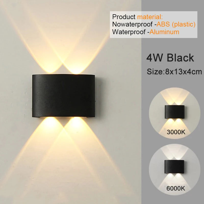 Up Down LED Wall Sconce in White | Modern Indoor & Outdoor Wall Light for Living Room, Hallway, Bedroom, Porch & Garden, Waterproof Option