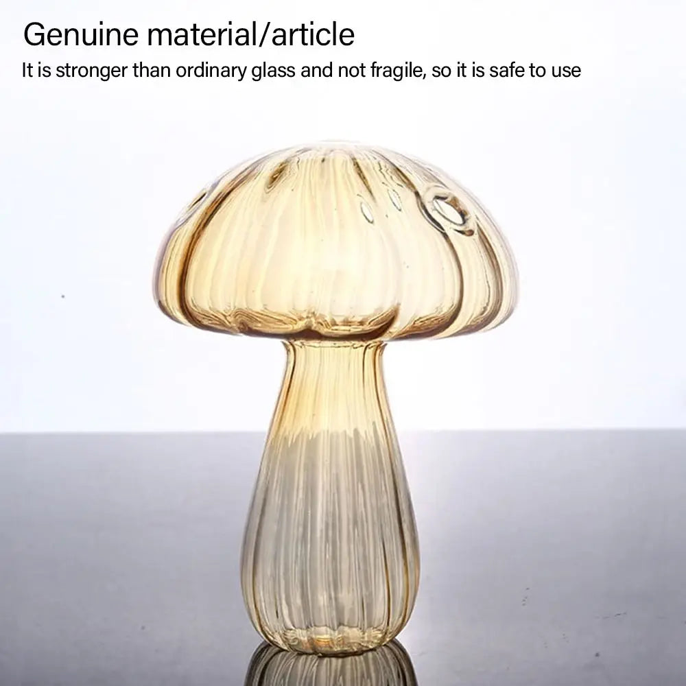Mushroom Glass Vase for Desk, Shelf & Windowsill | Hydroponic Plant & Bud Vase | Colourful Modern Home Decor Ornament in 12 Colours
