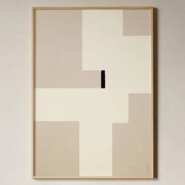 Japandi Abstract Print Poster | Minimalist Textured Geometry Canvas Wall Art in Beige for Living Room & Bedroom, 16 Designs, 20x30–50x70cm