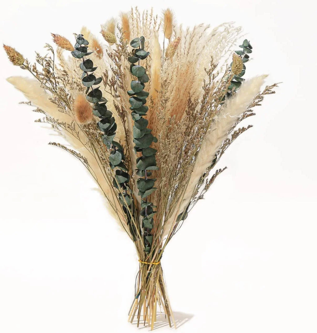 Dried Pampas Grass Bouquet for Vases, Living Room & Wedding Decor | Natural Fluffy Boho Dried Flowers | Mixed Bouquets in 30+ Styles, 45 to 50cm